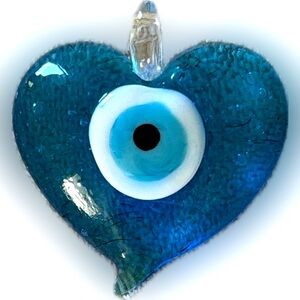 Blue evil eye Heart shaped Glass pendant